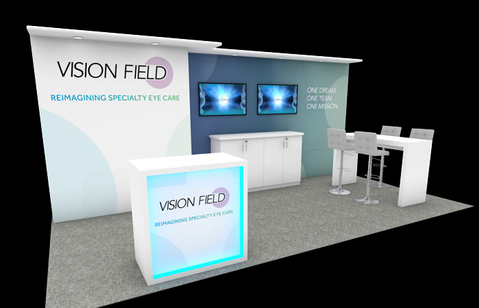 20' Ortonville Rental Display w/ Down-Lit Canopy and Integrated AV (RT88873)