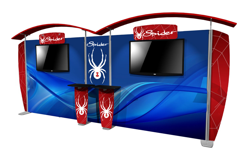 10' x 10' Portable Inspire 2.0 Exhibit w/ Curved Canopy and Presentation Area (DL11331)