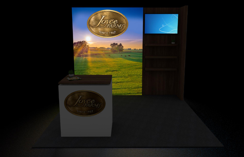 10'x 10' Backlit LightWall Display w/ Wood Accent Shelving (ID0520)