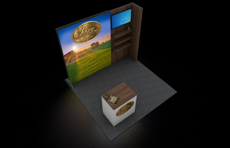 10'x 10' Backlit LightWall Display w/ Wood Accent Shelving (ID0520)