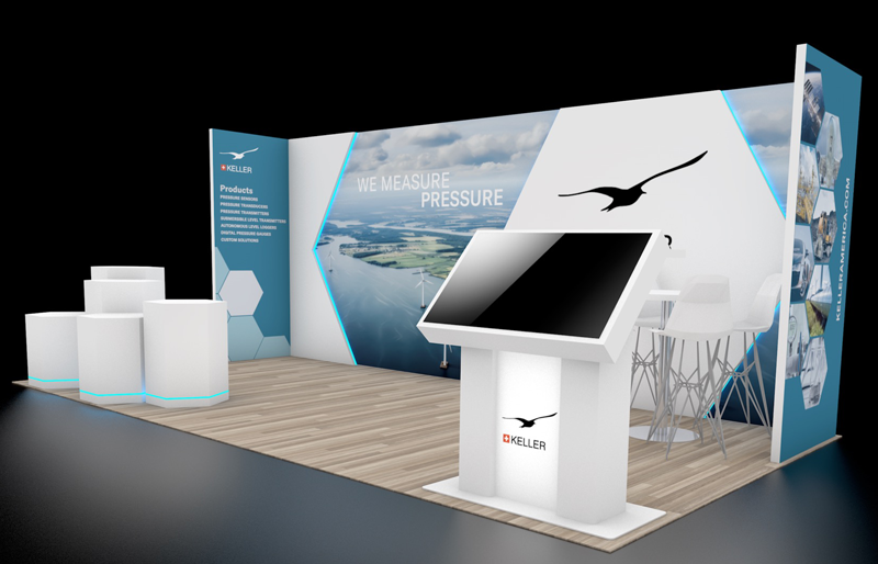 10' x 20' Custom EdgeLit Exhibit w/ Interactive Kiosk and Product Pedestals (ID0532)