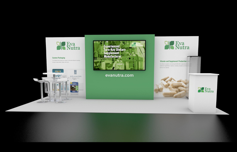 10' x 20' DesignLine Display w/ Presentation Wall and Product Showcase (ID0537)