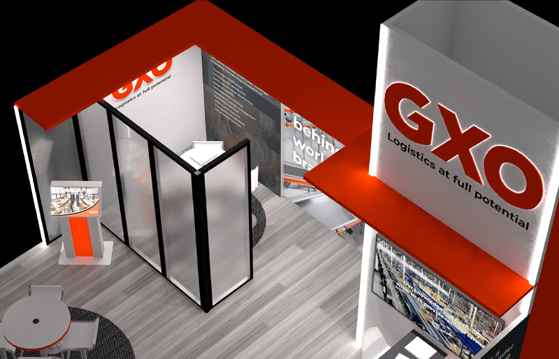 20' x 20' DesignLine Backlit Exhibit w/ Tower 3D Branding and Semi-Private Meeting Room (ID0554)