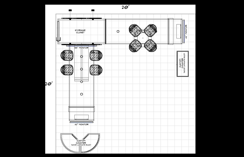 20' x 20' Modular DesignLine Exhibit w/ Curved Canopy Structures and Product Displays (ID0555)