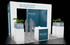 20' x 20' Custom Modular Island w/ Aquarium Podiums and Semi-Private Meeting Area (ID0557)
