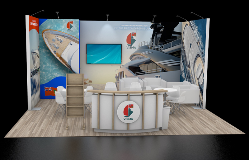 20' x 20' Modular DesignLine Corner Exhibit with Walk-In Storage and Lounge Seating (ID0570)