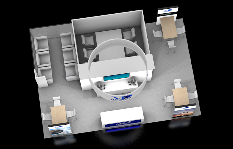 20' x 30' Island Exhibit w/ Private Conference Room and Multiple Demo Kiosks (ID0575)