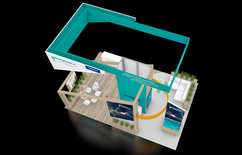 20' x 30' Island Exhibit w/ Wood Architectural Frames and Dual Hanging Signs (ID0579)