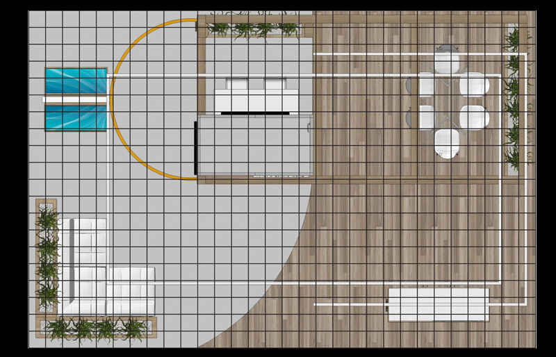 20' x 30' Island Exhibit w/ Wood Architectural Frames and Dual Hanging Signs (ID0579)