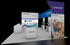 20' x 30' Modular Island Exhibit with Demo Stations and Product Shelving (ID0580)