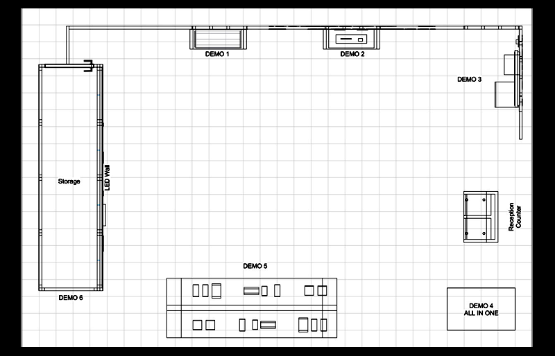 20' x 30' Modular Island Exhibit with Demo Stations and Product Shelving (ID0580)