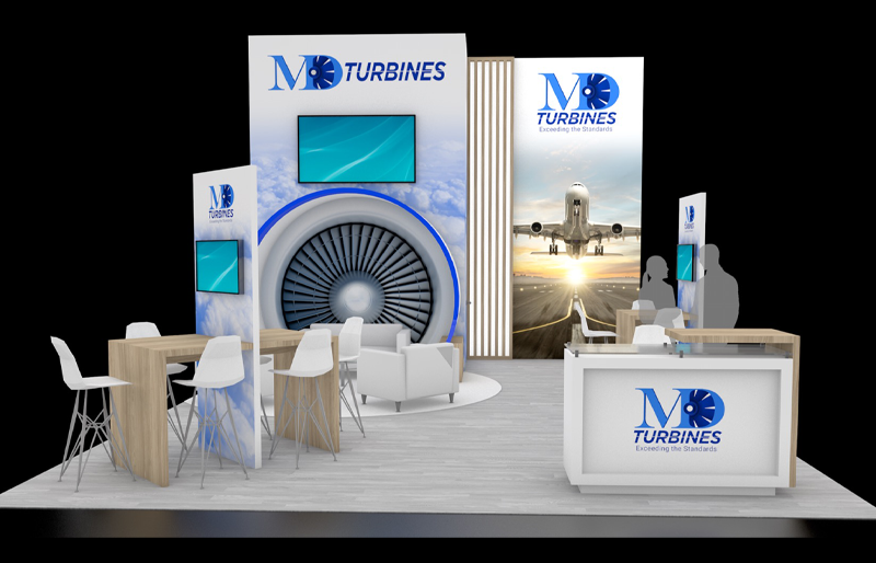 20' x 30' Custom Island Exhibit w/ Architectural Back Wall and Product Feature Display (ID0583)