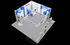 30' x 30' Backlit Island Exhibit w/ Illuminated Graphic Panels and Square Hanging Sign (ID0594)