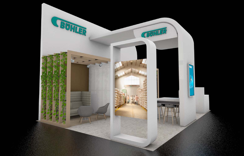 20' x 30' Scalable Custom Tubular Exhibit w/ Video Wall and Pergola Meeting Areas (ID0598)