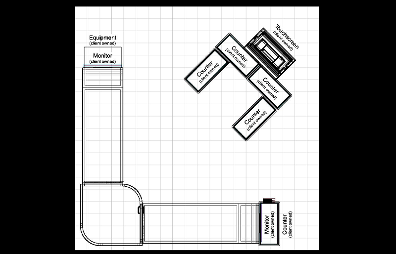 20' x 20' Island Exhibit w/ Tower, Overhead Archways, Walk-in Storage, AV and Counters (ID0611)